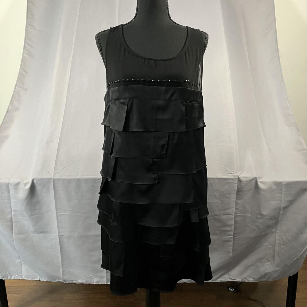 Faith‎ 21 Dress Womens 2X Black Tiered Ruffle Sleeveless Beaded Tank Plus Size